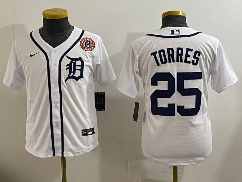 Youth 2025 Detroit Tigers #25 Torres White Game Nike MLB Jersey style 10